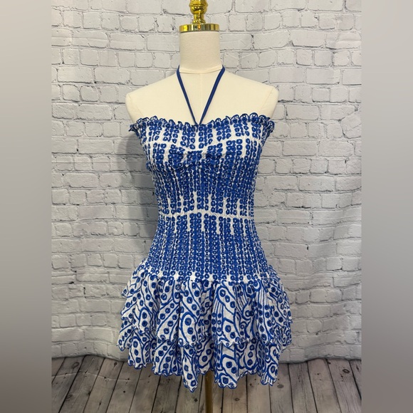 Dresses & Skirts - Blue and White Halter Dress
